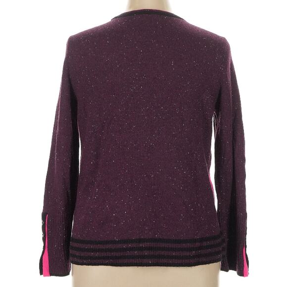 Lisa Todd Purple Speckled 100% Cashmere Crewneck Ringer Sweater XL - Picture 3 of 8
